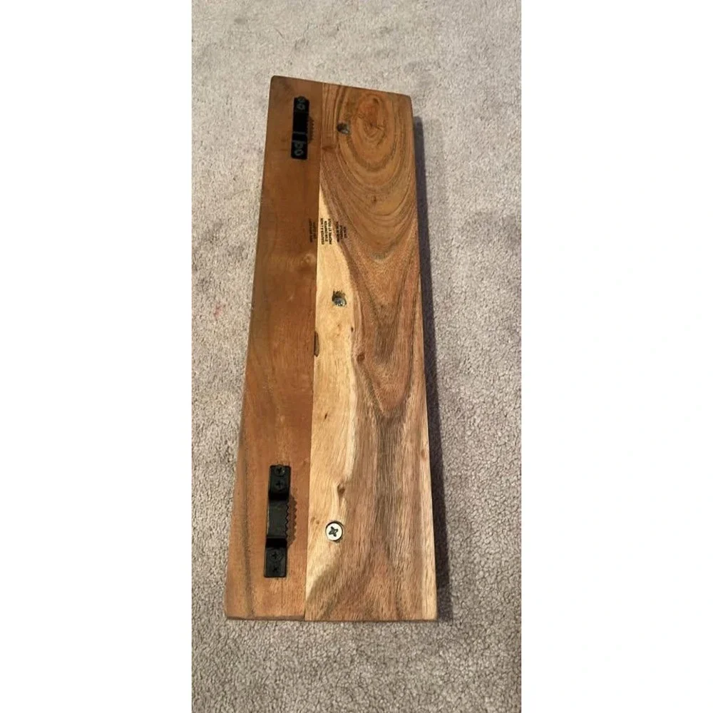 Live Edge Wood Wall Coat Rack with 3 Cast Iron Dog Tail Hooks Rustic Home Decor